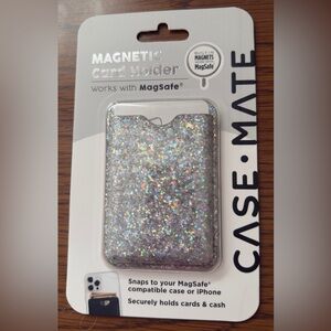 Case-Mate Glitter Silver Card Holder for MagSafe